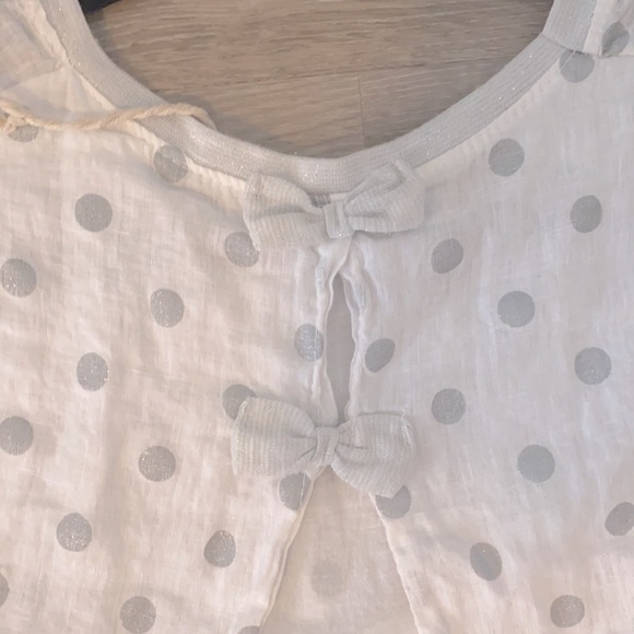 Carla Gianni Italy light white shirt with silver polka dots M - Picture 4 of 4